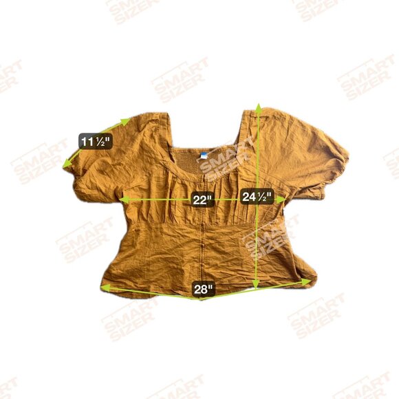 Old Navy Peasant Blouse Womens XXL NEW Smocked Back‎ Puff Sleeves Button Front - Picture 2 of 8